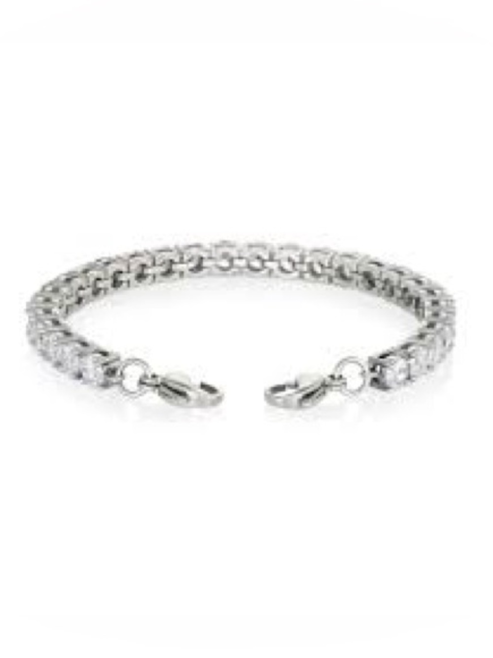 Sterling Silver Crystal Tennis Bracelet - Silver